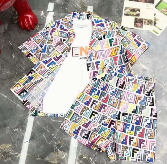 Fendi Multicolor Logo-print Outfit Set