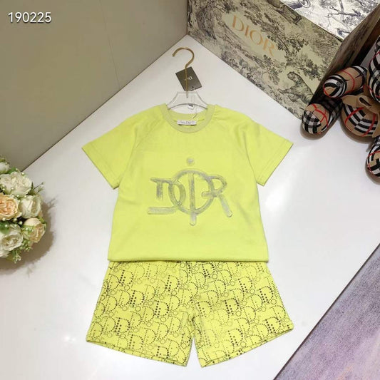 Yellow Dior Boys Outfit Set