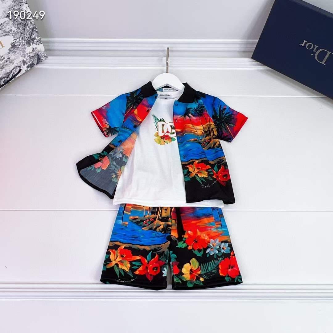 Dolce & Gabbana Boy Tropical-Print Outfit Set