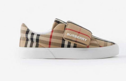 Burberry Kids Check Cotton Sneakers