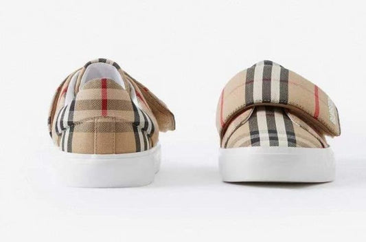 Burberry Kids Check Cotton Sneakers