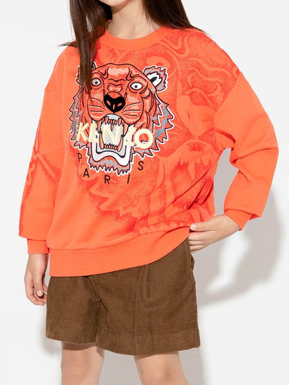 Kenzo Kids Icon Tiger Orange Sweatshirt for Girls