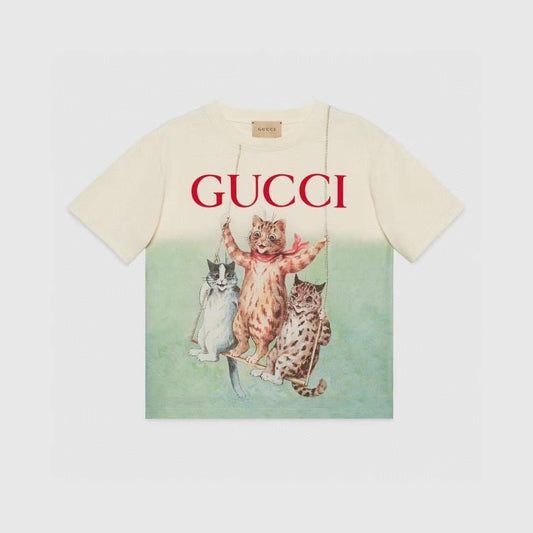 Gucci Kids Cats Print T-Shirt