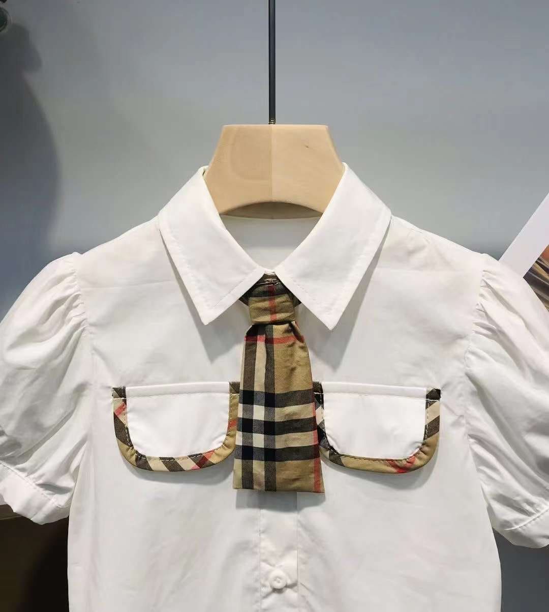 Burberry Girls Shirt and Check Pleated Skirt