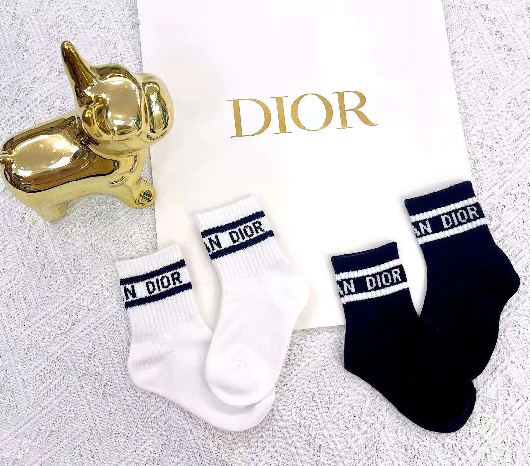 Christina Dior Kids Street Style Unisex Cotton Logo socks 