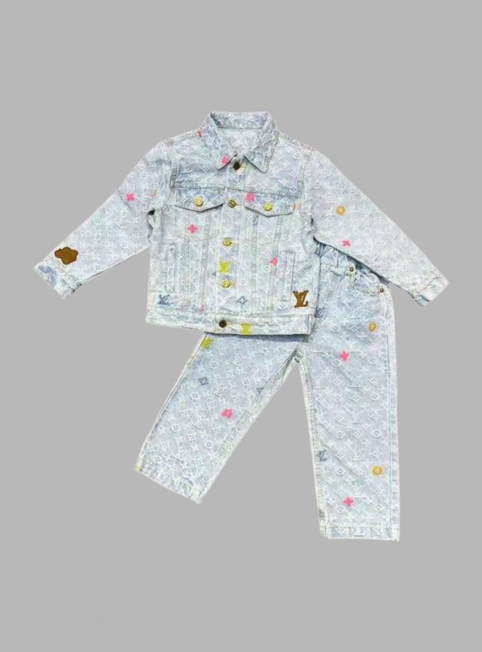 Louis Vuitton logo-print denim jeans set