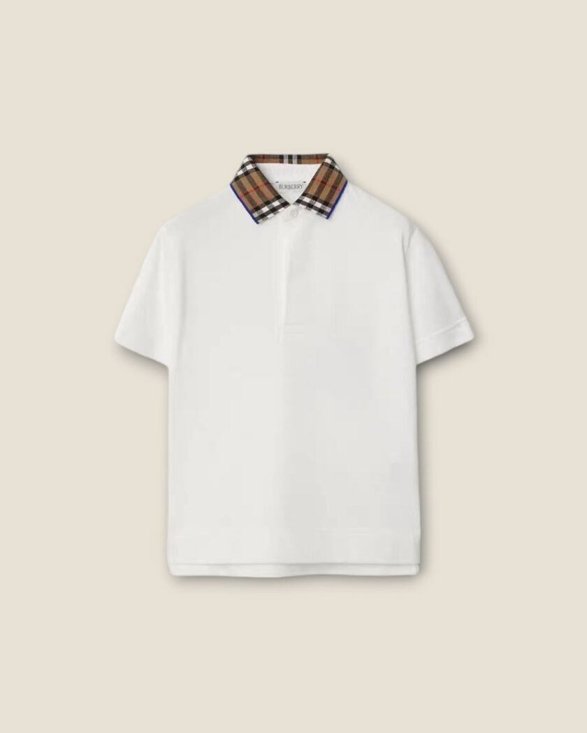 Burberry Check Collar Cotton Polo Shirt