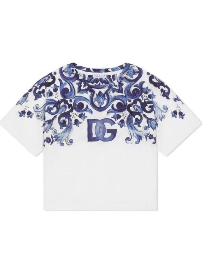 Girls Blue & White Majolica Dress