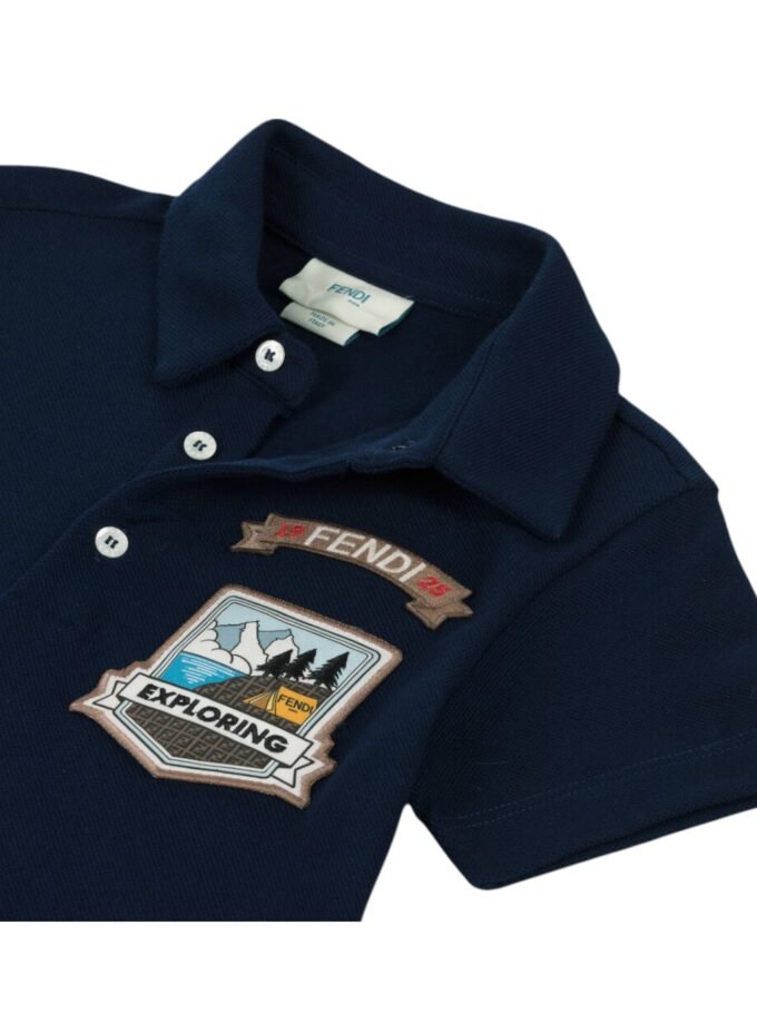 Fendi Boys Navy Blue Cotton Polo Shirt