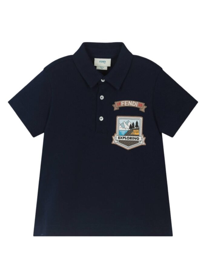 Fendi Boys Navy Blue Cotton Polo Shirt
