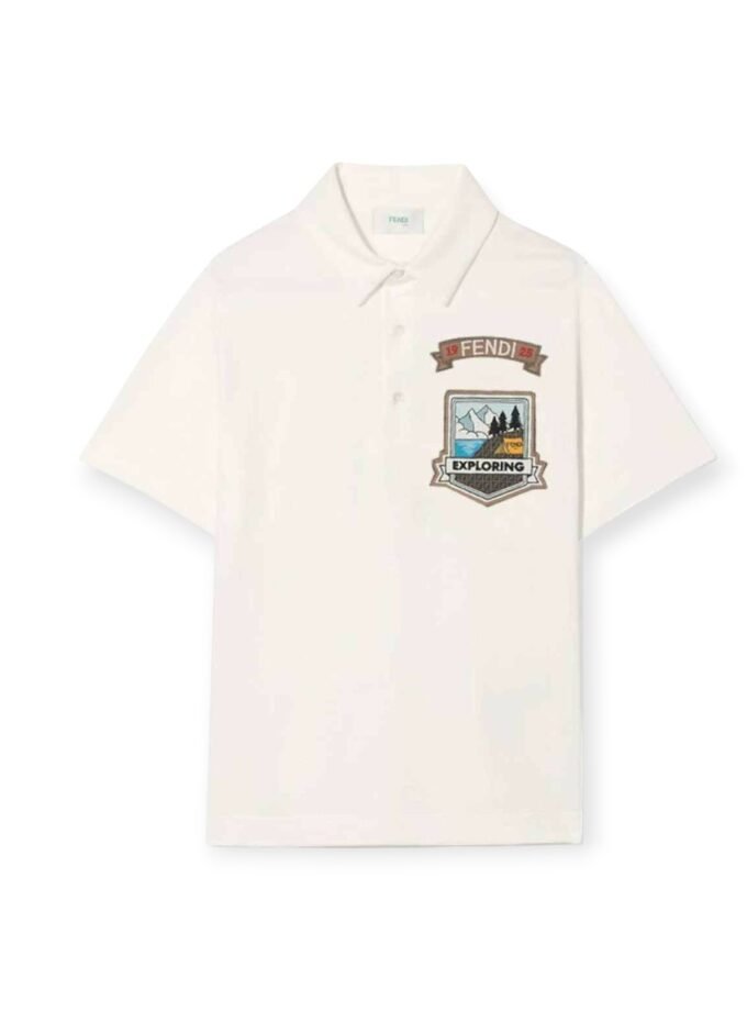 Fendi Boys White Cotton Polo Shirt