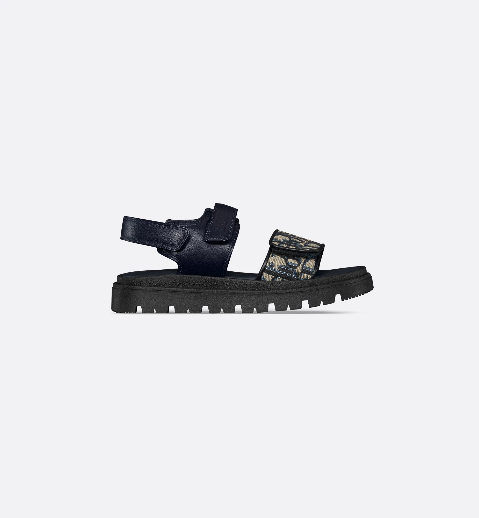 Kids' Sandals – Navy Blue Calfskin & Dior Oblique Jacquard - Image 4