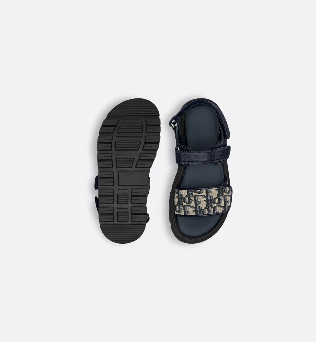 Kids' Sandals – Navy Blue Calfskin & Dior Oblique Jacquard - Image 2