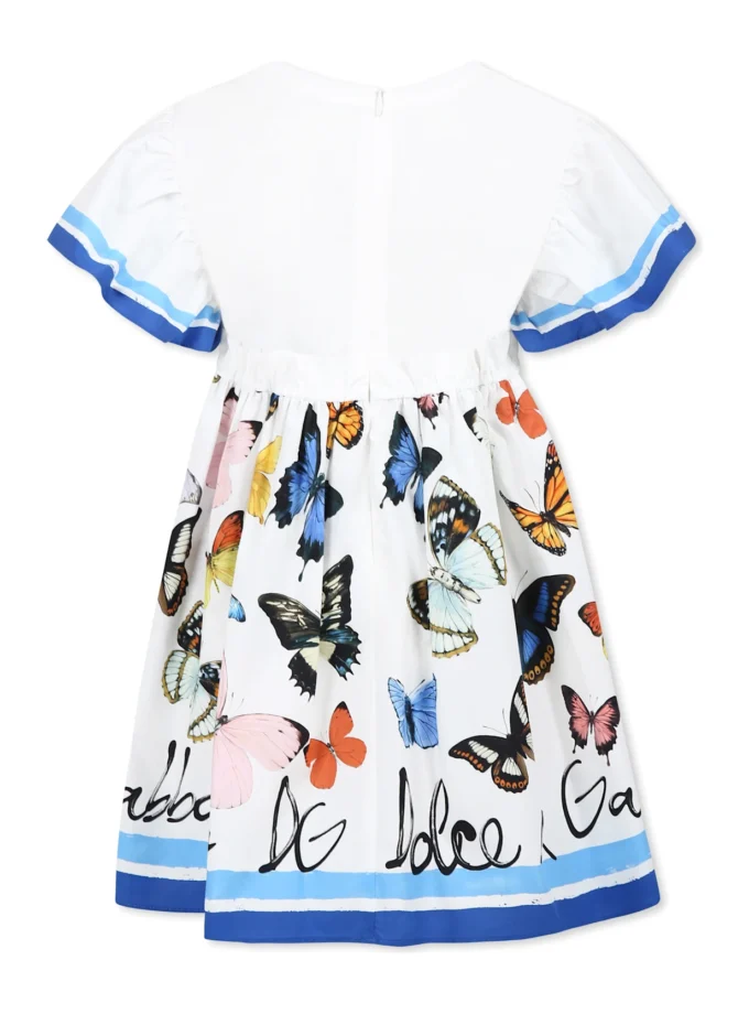 Dolce & Gabbana White Dress For Girl With Butterflies