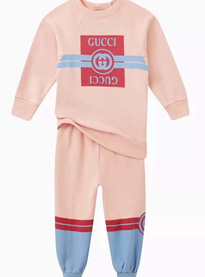 Gucci Kids Printed hoodie Logo tracksuits Cotton Jersey set