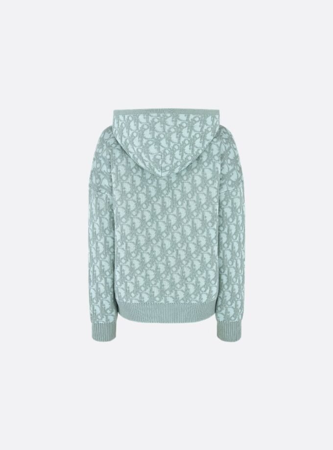 Kids' Hooded Sweater
Aqua Blue Cotton, Wool and Cashmere Knit with Blue Dior Oblique Jacquard