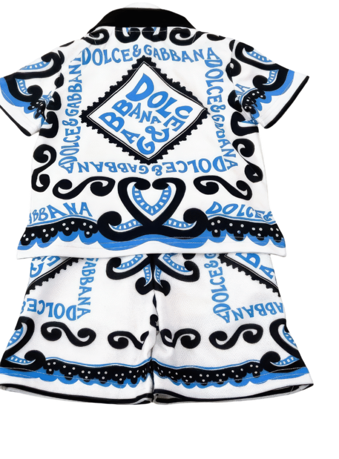 Dolce & Gabbana Kids logo print cotton short and shirt Set