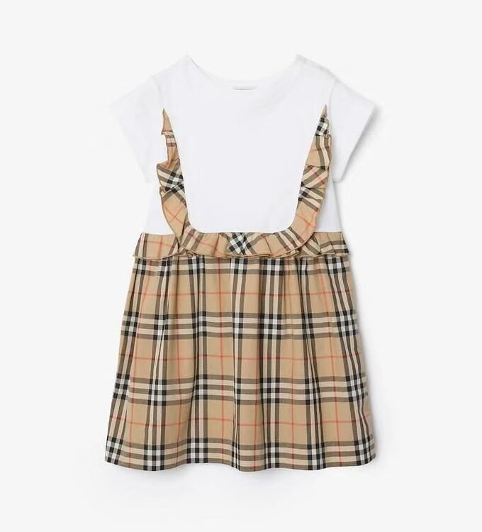 Burberry
Girl's Check-Trim Stretch Cotton Dress,