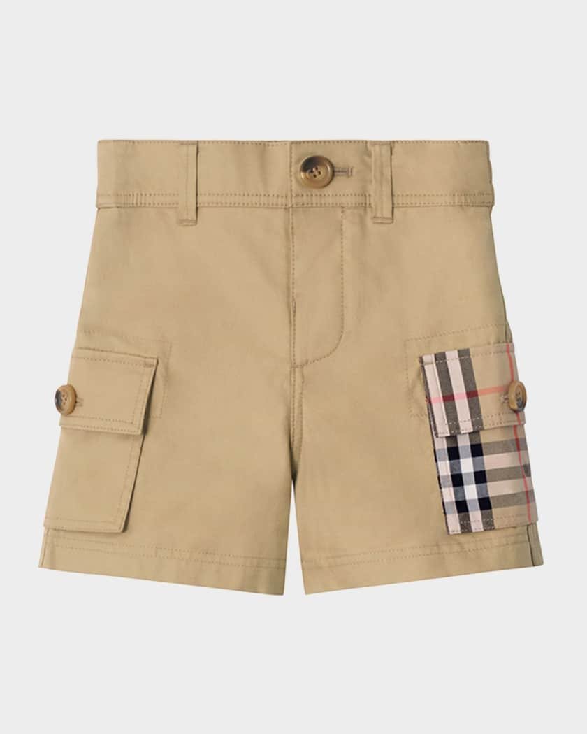 Burberry
Boy's Check-Trim Cotton Cargo Shorts,
