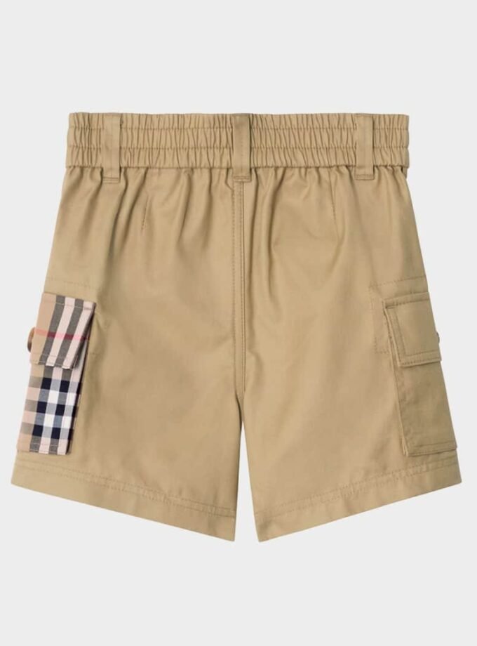 Burberry
Boy's Check-Trim Cotton Cargo Shorts,