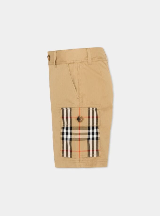 Burberry
Boy's Check-Trim Cotton Cargo Shorts,