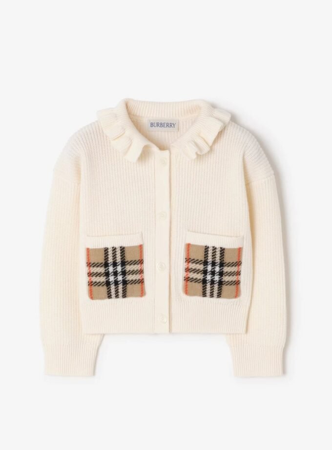 Burberry Check Pocket Cotton Wool Cardigan