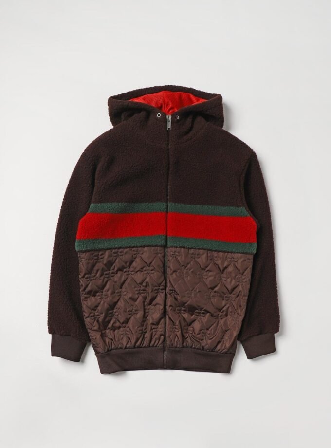 GUCCI
Kids' Interlocking Faux-shearling Hoodie In Brown