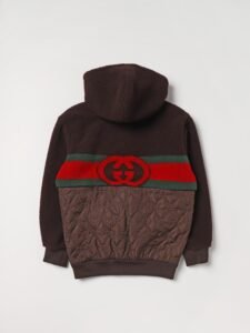 GUCCI
Kids' Interlocking  Faux-shearling Hoodie In Brown
