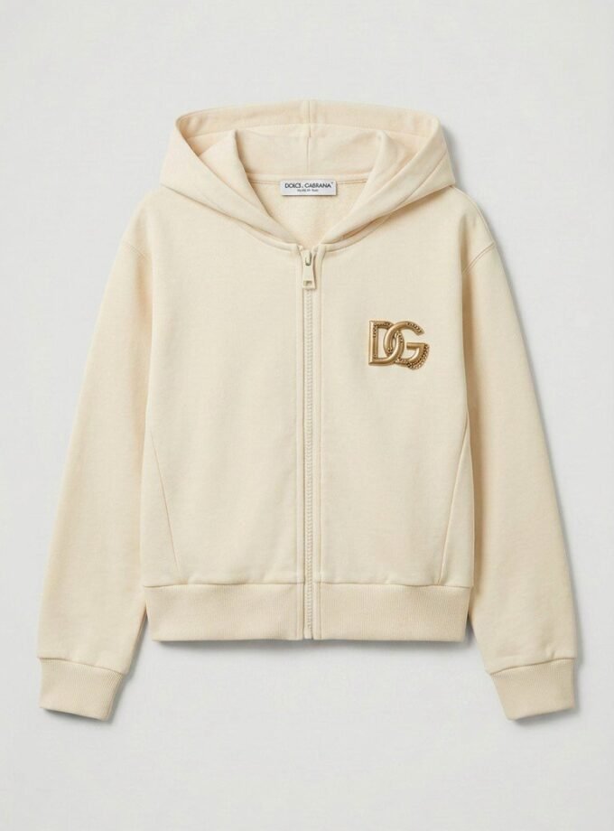 Hooded sweatshirt with pant DG embroidery and rhinestones