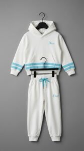 Dior kids' Hooded Sweatshirt with pant
Ivory Brushed Cotton Fleece